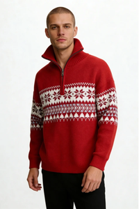 Ceilo Quarter-Zip Sweater - Red