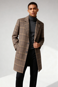 Beckett Plaid Wool Overcoat - Brown