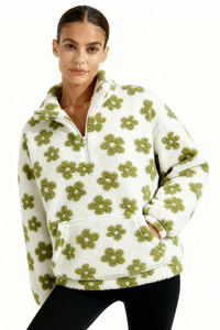 Floral Fleece Pullover - White