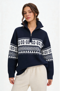 Ceilo Quarter-Zip Sweater - Navy