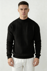 Lorenzo Lyocell Crew Neck Sweater - Black