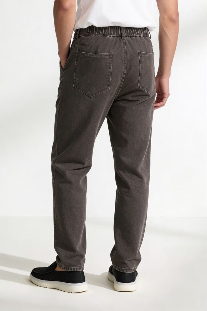 Men’s straight leg 100% cotton jeans in washed gray denim back