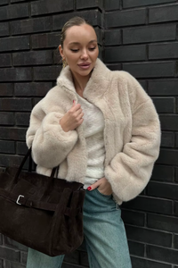 Velina Faux Fur Jacket - Cream