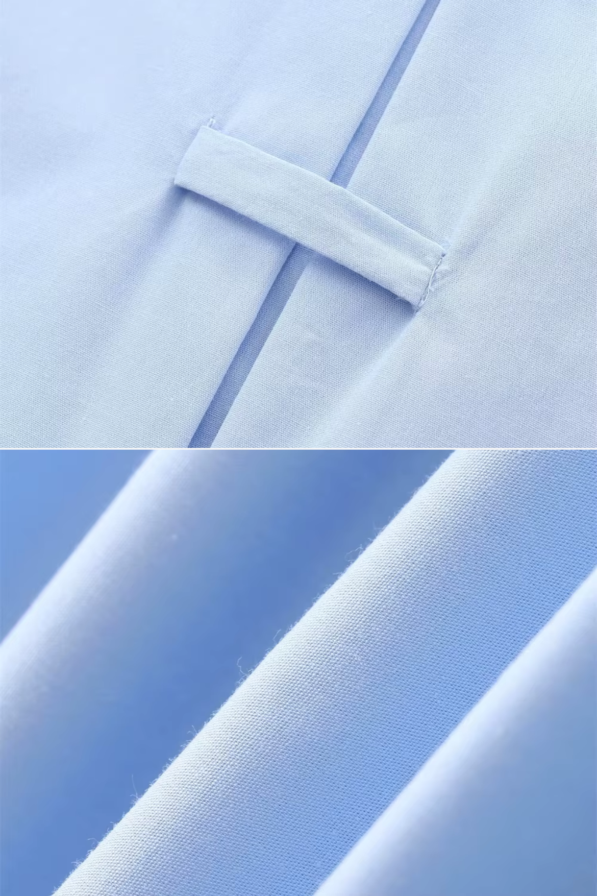 Close-up of light blue fabric of a shirt