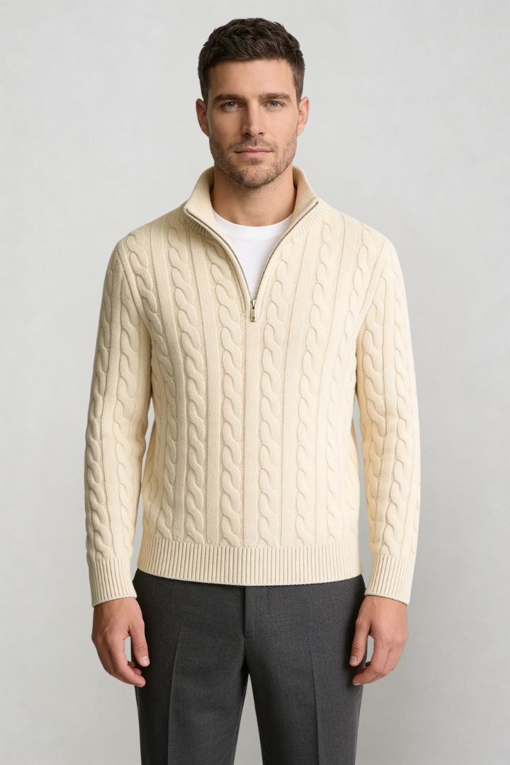 Harbour Quarter-Zip Sweater - Beige