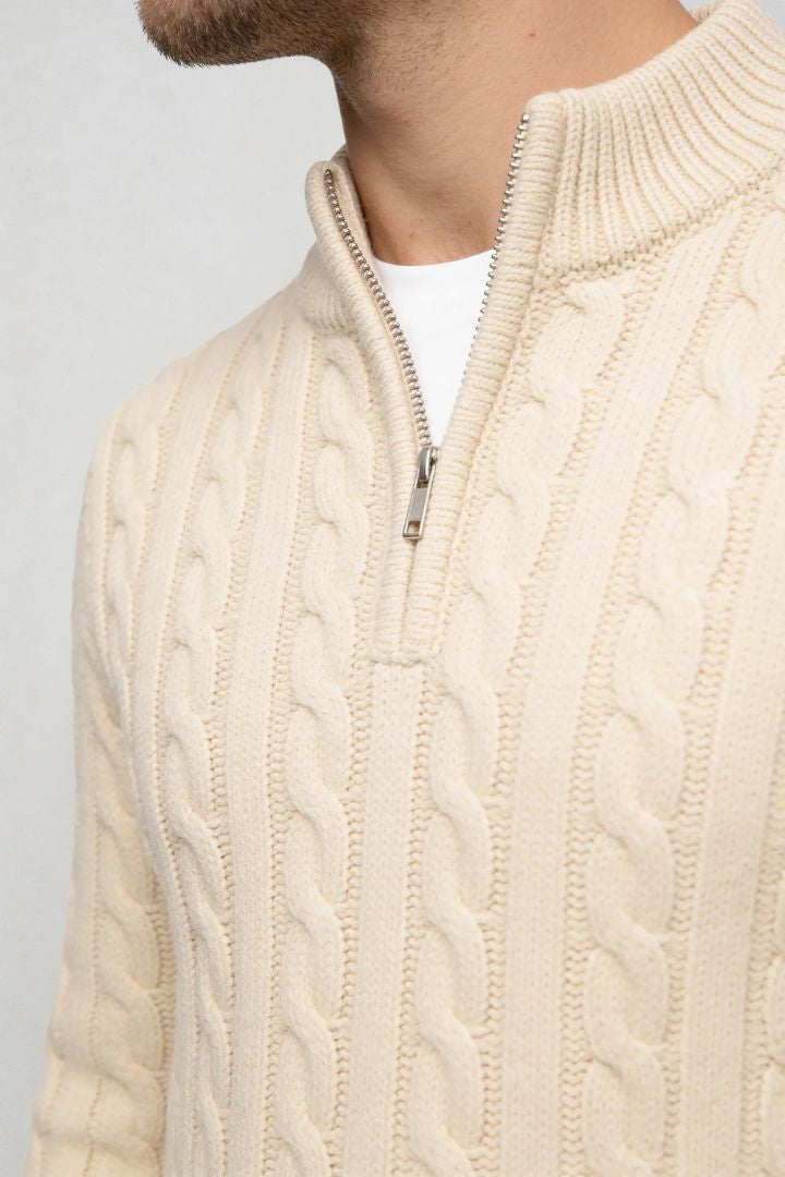 Harbour Quarter-Zip Sweater - Beige