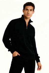 Mason Quarter-Zip Sweater - Black