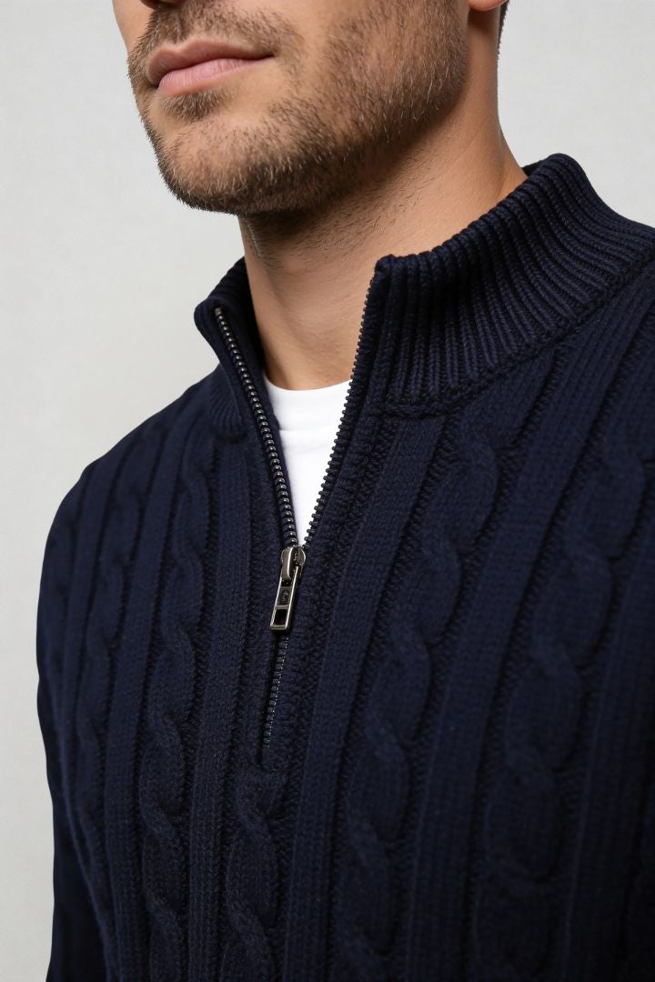 Harbour Quarter-Zip Sweater - Navy