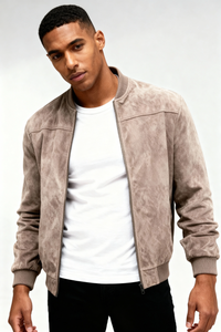 Calvion Suede Bomber Jacket - Brown