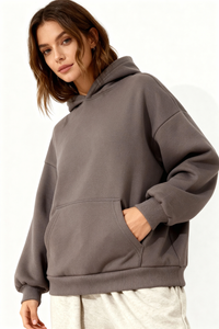 Essential Cotton Hoodie - Brown