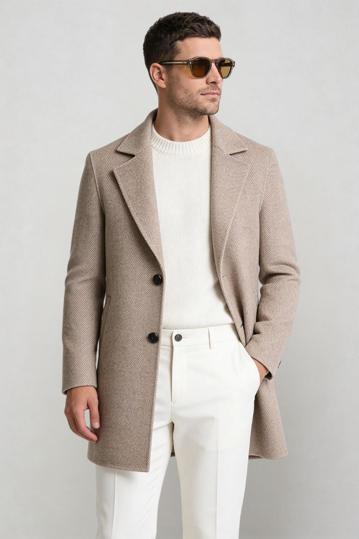 Montreaux Herringbone Wool Coat - Brown