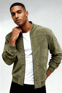Calvion Suede Bomber Jacket - Green
