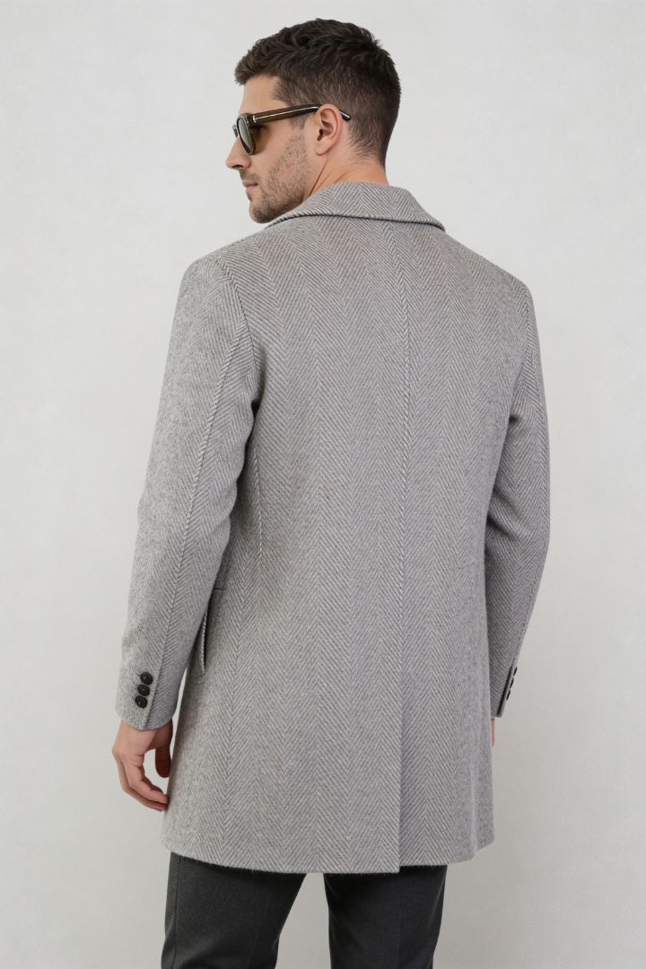 Montreaux Herringbone Wool Coat - Gray