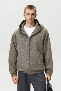 Apex Wool Blend Zip Hoodie - Taupe