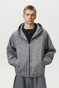 Apex Wool Blend Zip Hoodie - Gray