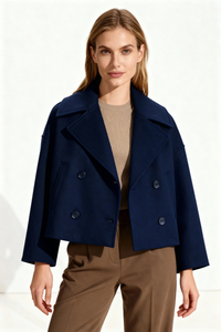 Valora Cropped Coat - Navy