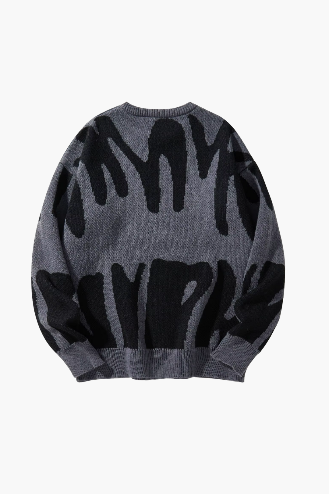 Gray sweater with black abstract pattern on a white background