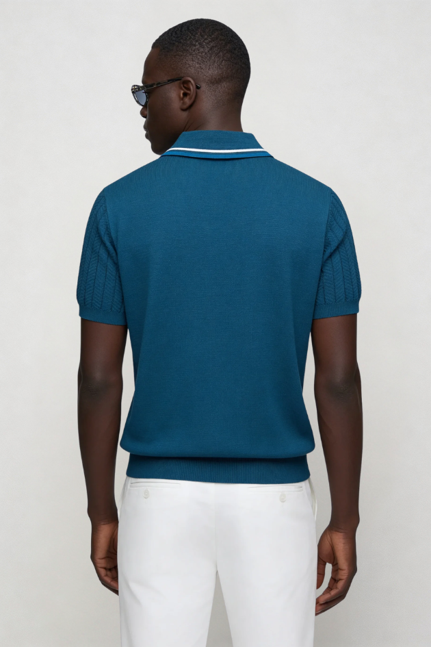 Caleb Knit Polo - Sapphire Blue