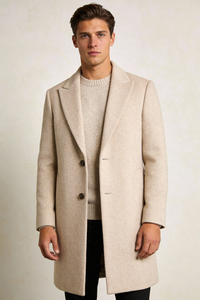 Montreaux Herringbone Wool Coat - Camel Beige