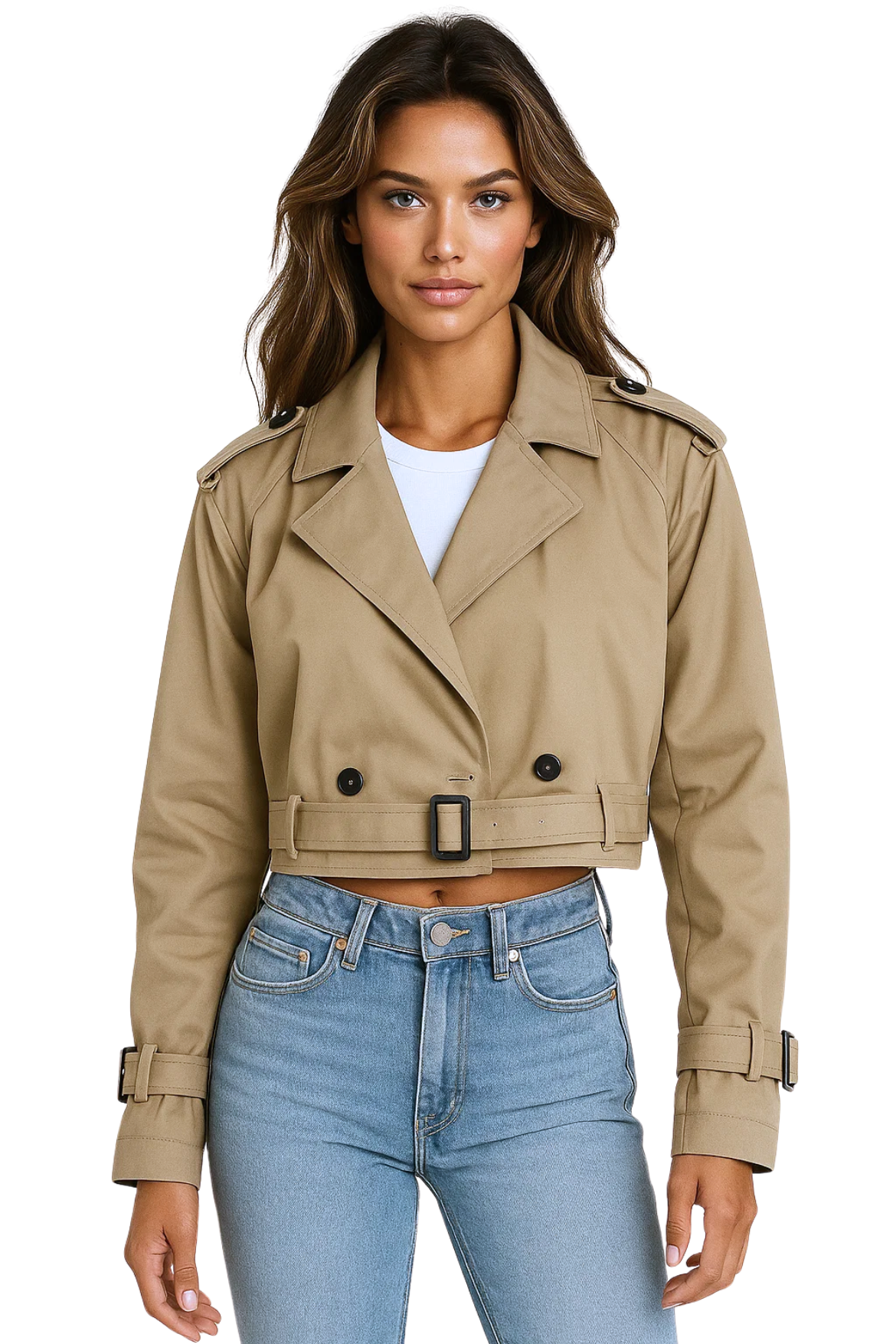 SIENNA CROPPED TRENCH - BROWN