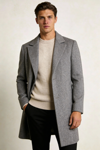Montreaux Herringbone Wool Coat - Gray