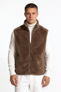 Ian Sherpa Fleece Vest - Brown