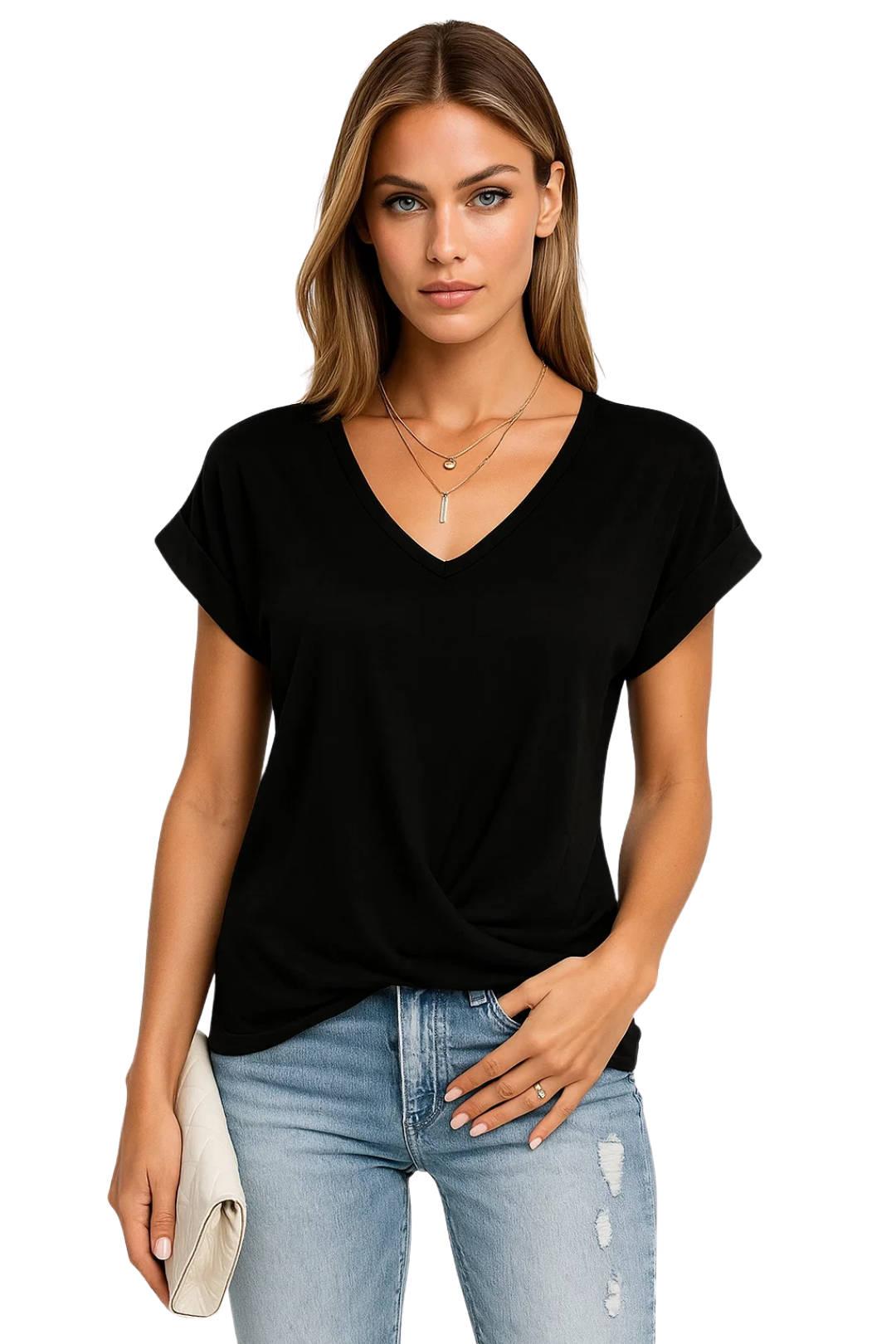Verona V-Neck Blouse - Black