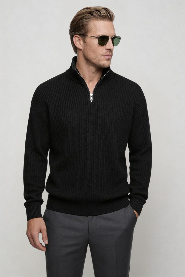 Mason Quarter-Zip Sweater - Black