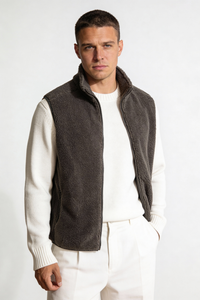 Ian Sherpa Fleece Vest - Gray
