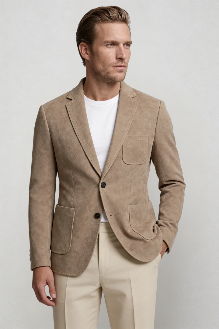 Alvero Suede-Touch Blazer - Sandstone