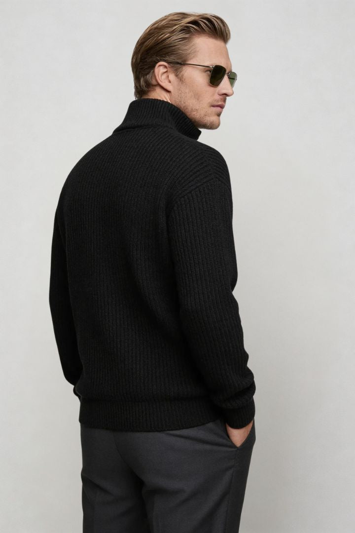 Mason Quarter-Zip Sweater - Black