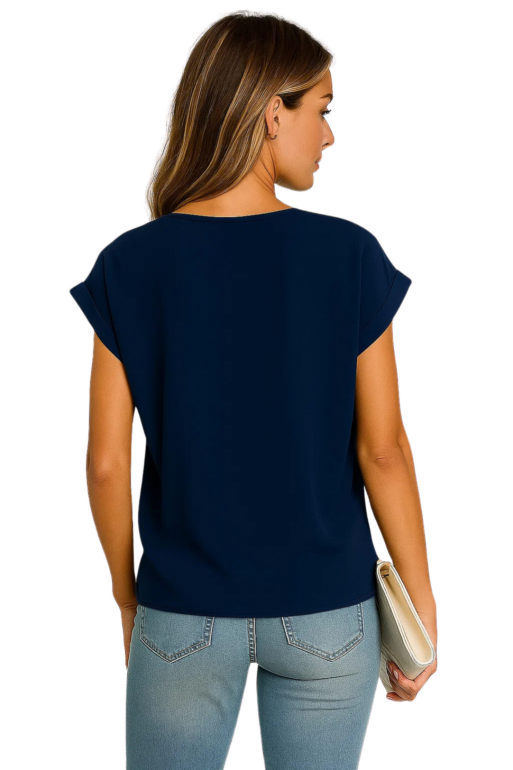 Verona V-Neck Blouse - Navy