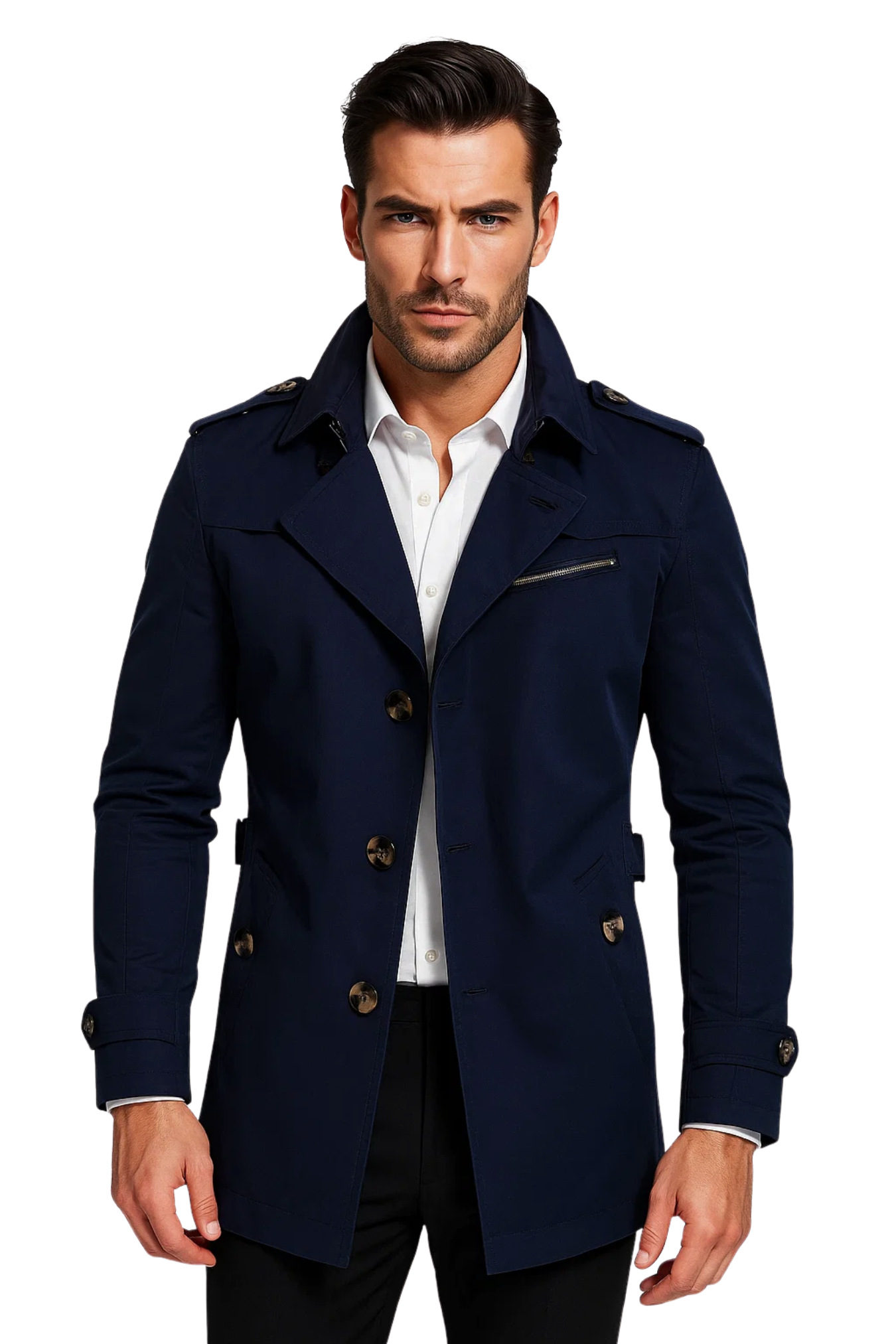 Harrison Trench Coat - Navy