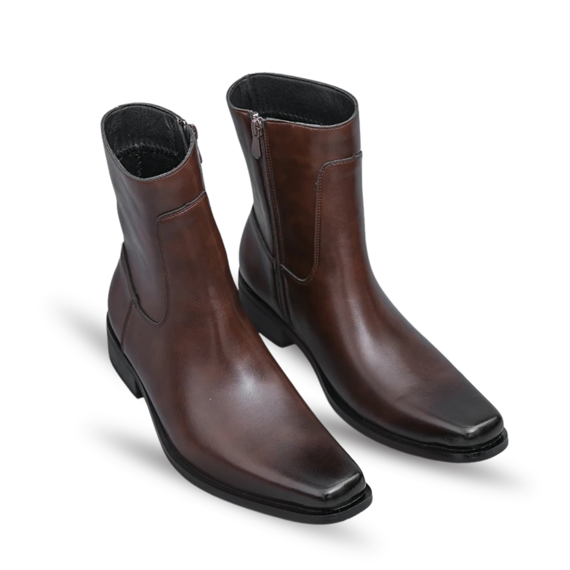 BAROSSA HIGH-ANKLE ZIP-UP BOOTS - CHESTNUT