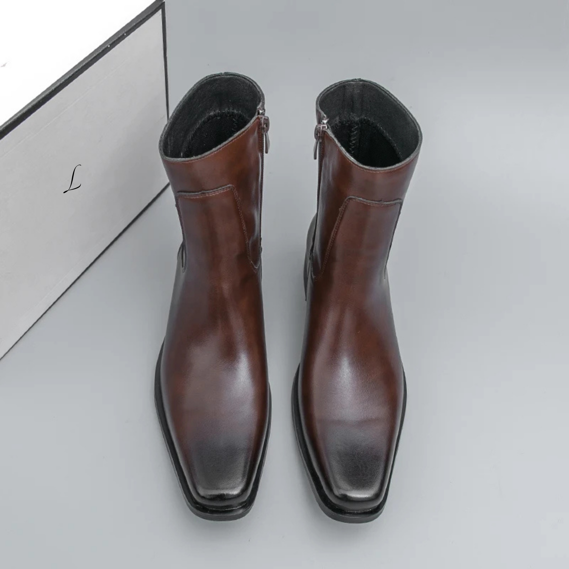 BAROSSA HIGH-ANKLE ZIP-UP BOOTS - CHESTNUT