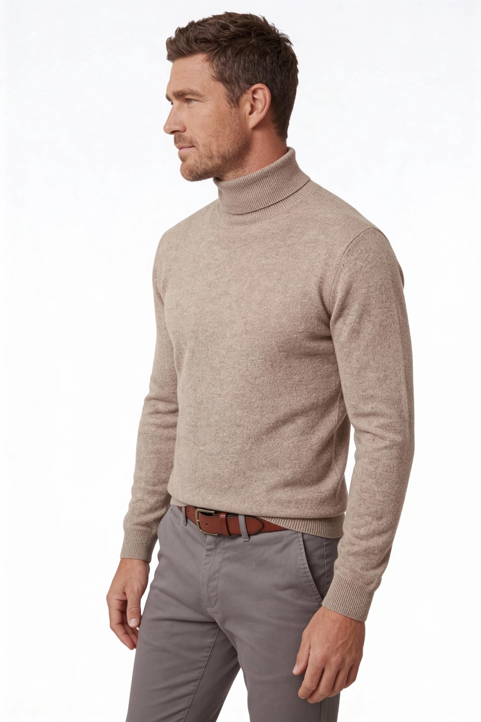 Men’s merino wool turtleneck sweater front view