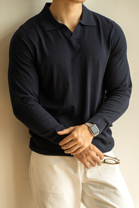 Benett Long-Sleeve Polo Shirt - Navy