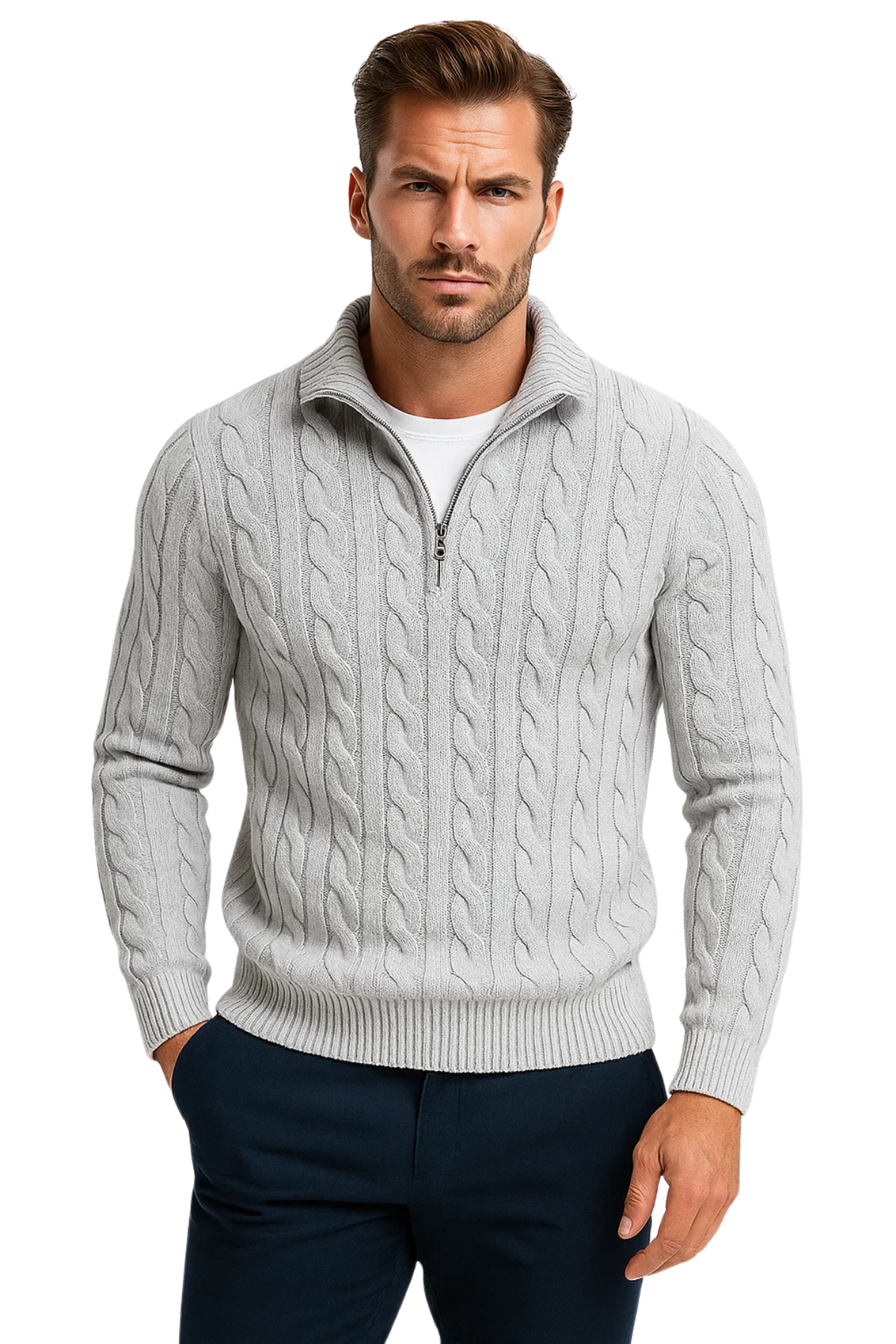 HARBOUR HALF-ZIP JUMPER - GREY