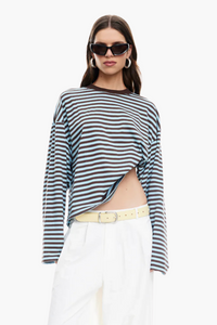 Striped Long Sleeve Shirt - Cocoa Marine