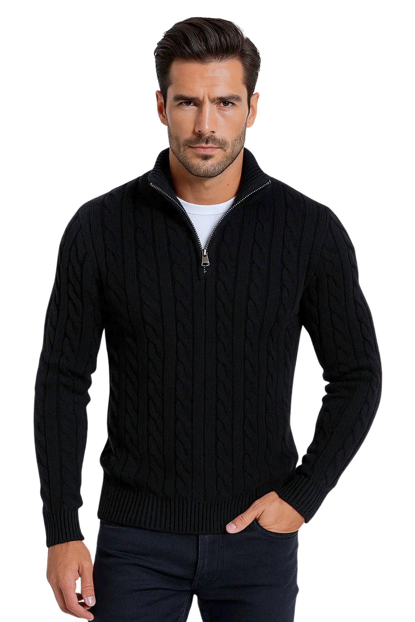 HARBOUR HALF-ZIP JUMPER - BLACK