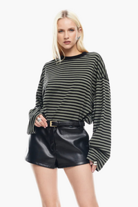 Striped Long Sleeve Shirt - Olive Smoke