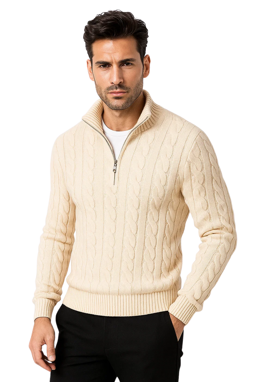 Harbour Half-Zip Sweater - Beige