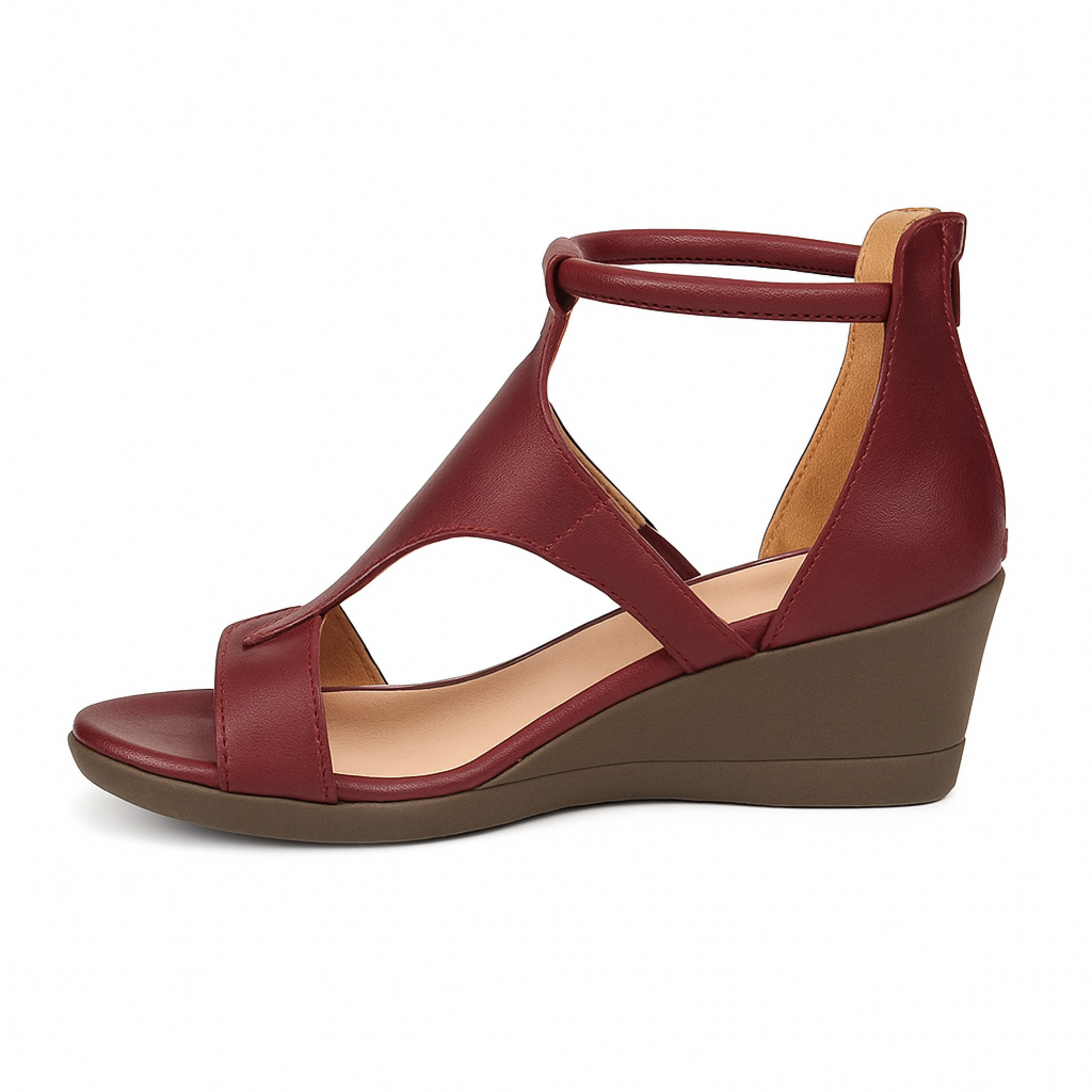 Fiona Wedge Sandals - Burgundy