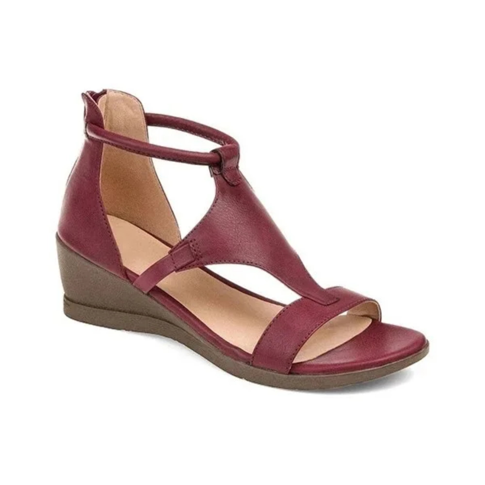 Fiona Wedge Sandals - Burgundy