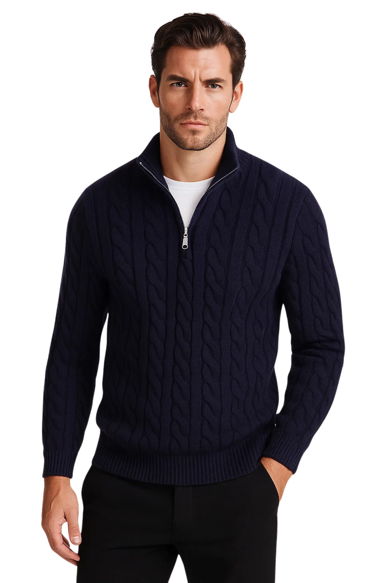 HARBOUR HALF-ZIP JUMPER - NAVY
