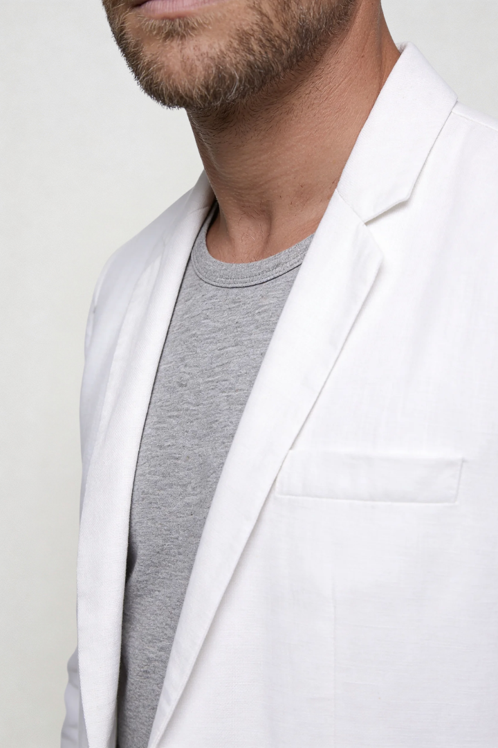 Raffaele Linen Summer Blazer - White