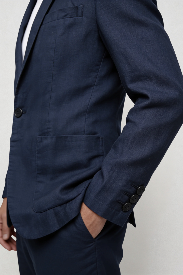 Raffaele Linen Summer Blazer - Navy