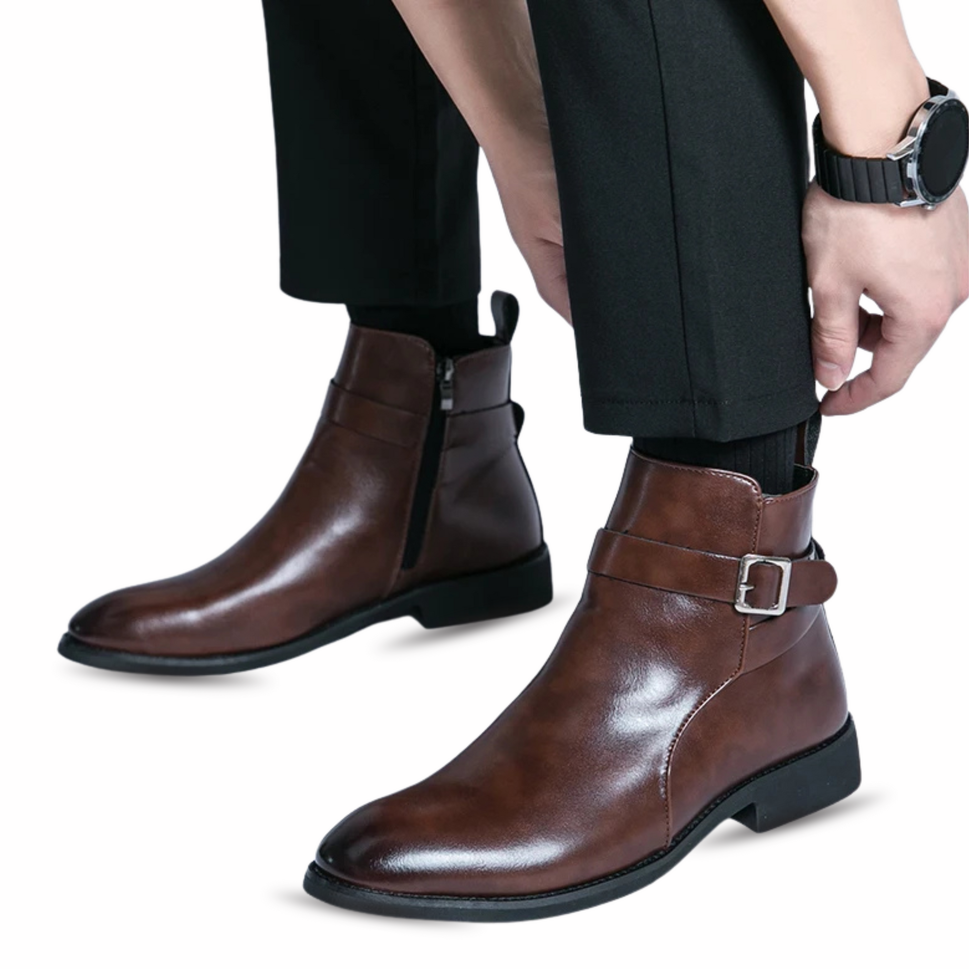 BEAUMONT BUCKLE BOOTS - CHESTNUT