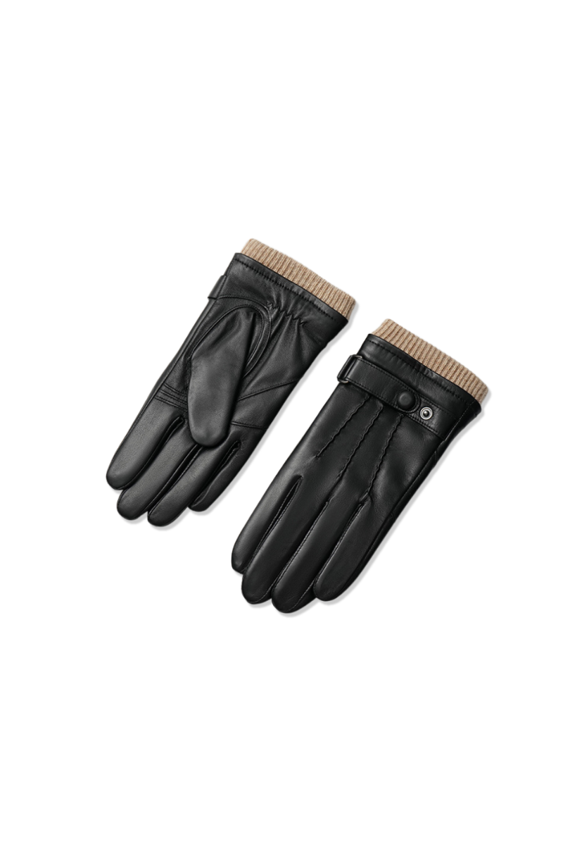 Rafael genuine leather gloves for men with wool lining and adjustable wrist strap