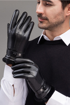 Hugo genuine leather gloves for men with fur lining and classic winter design